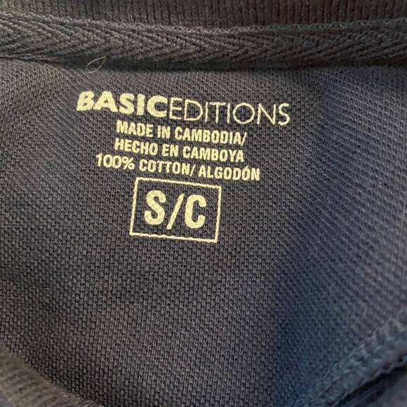 Basic Editions Classic Striped Short Sleeve Polo (Size:S, Color:Blue/White) - Picture 3 of 3